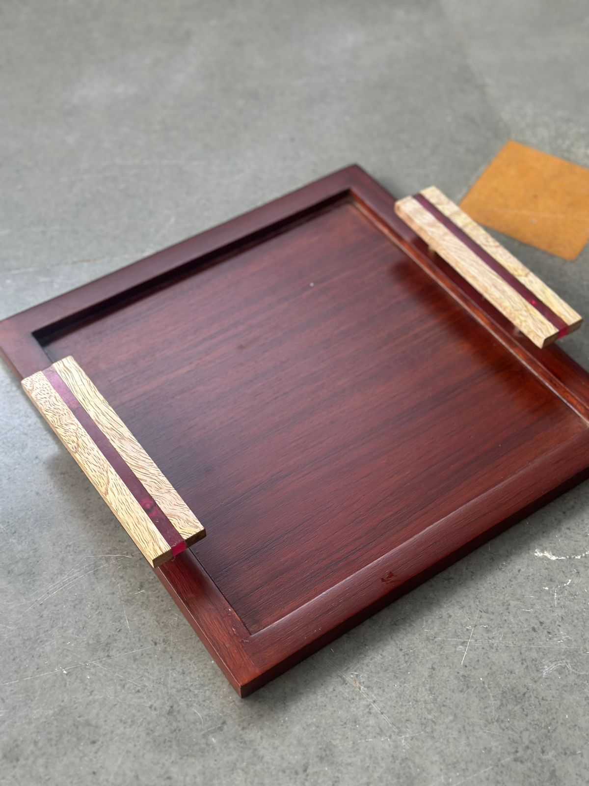 WOODEN STRIPPED TRAY