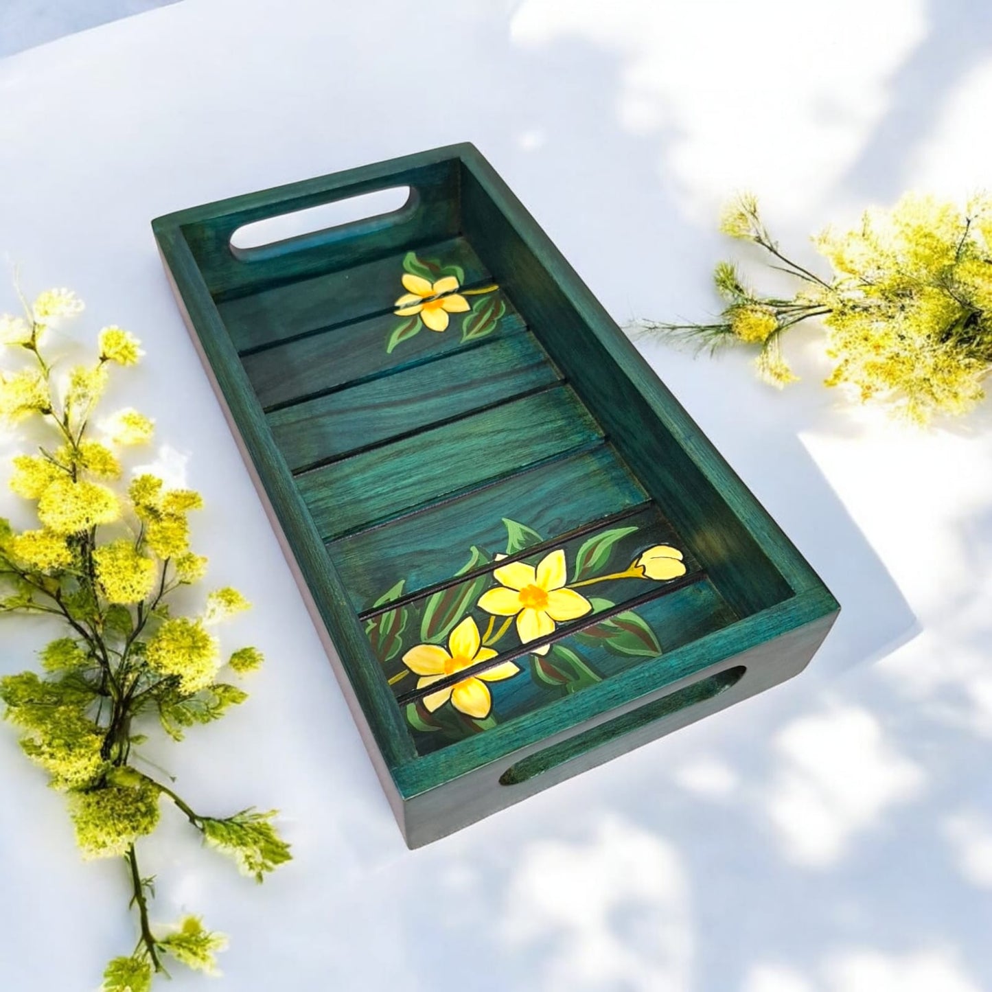 WOODEN HANDPAINTED TRAY