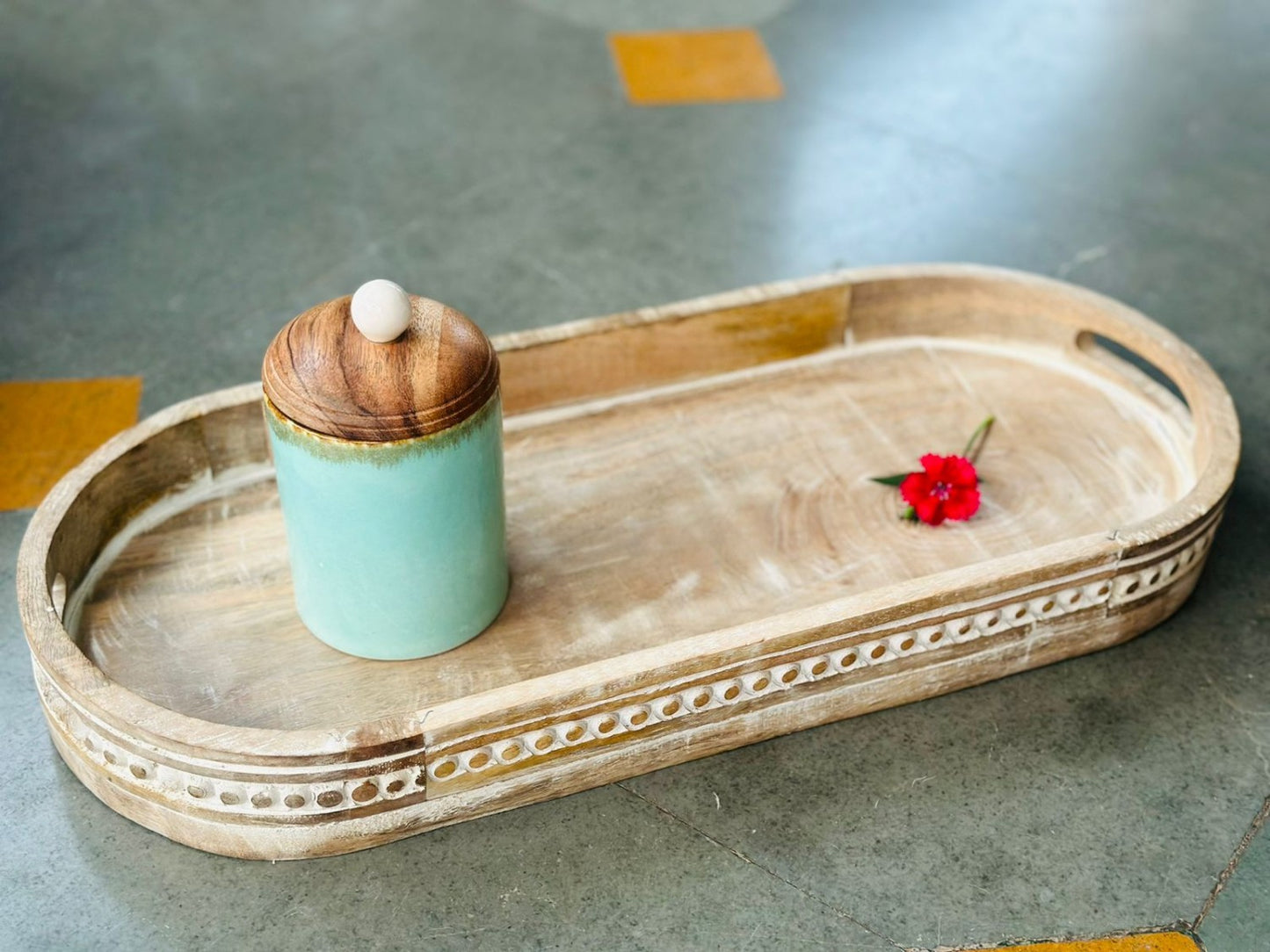 WOODEN OVAL TRAY