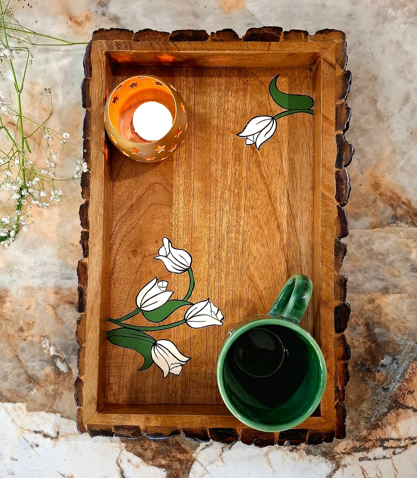 BARK PLATTER HANDPAINTED
