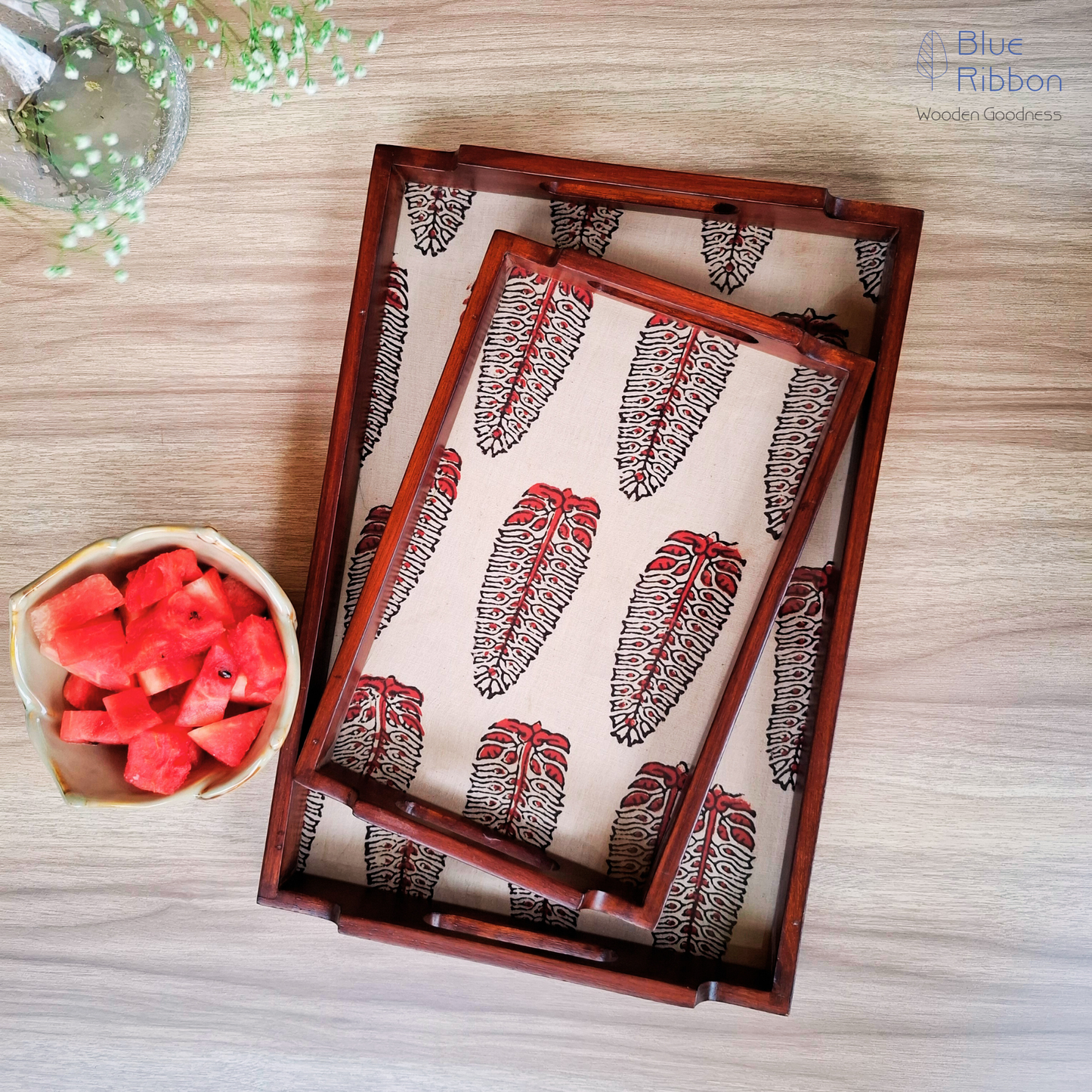 RUSTIC LEAF WOODEN TRAYS