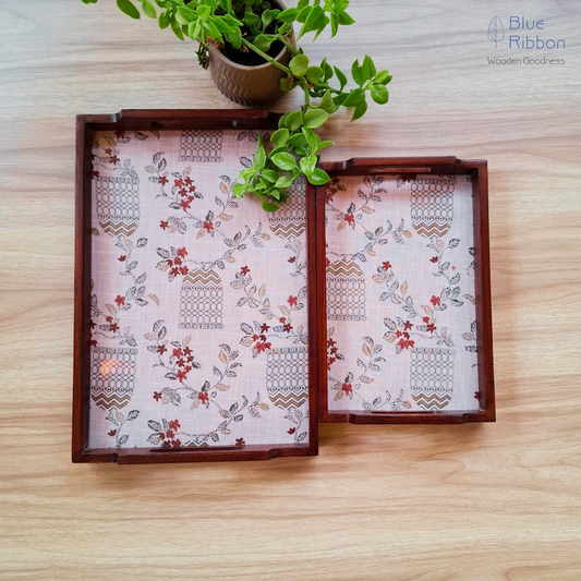 RUSTIC BLOOM WOODEN TRAYS