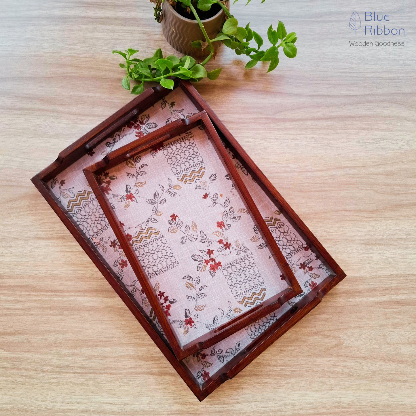 RUSTIC BLOOM WOODEN TRAYS