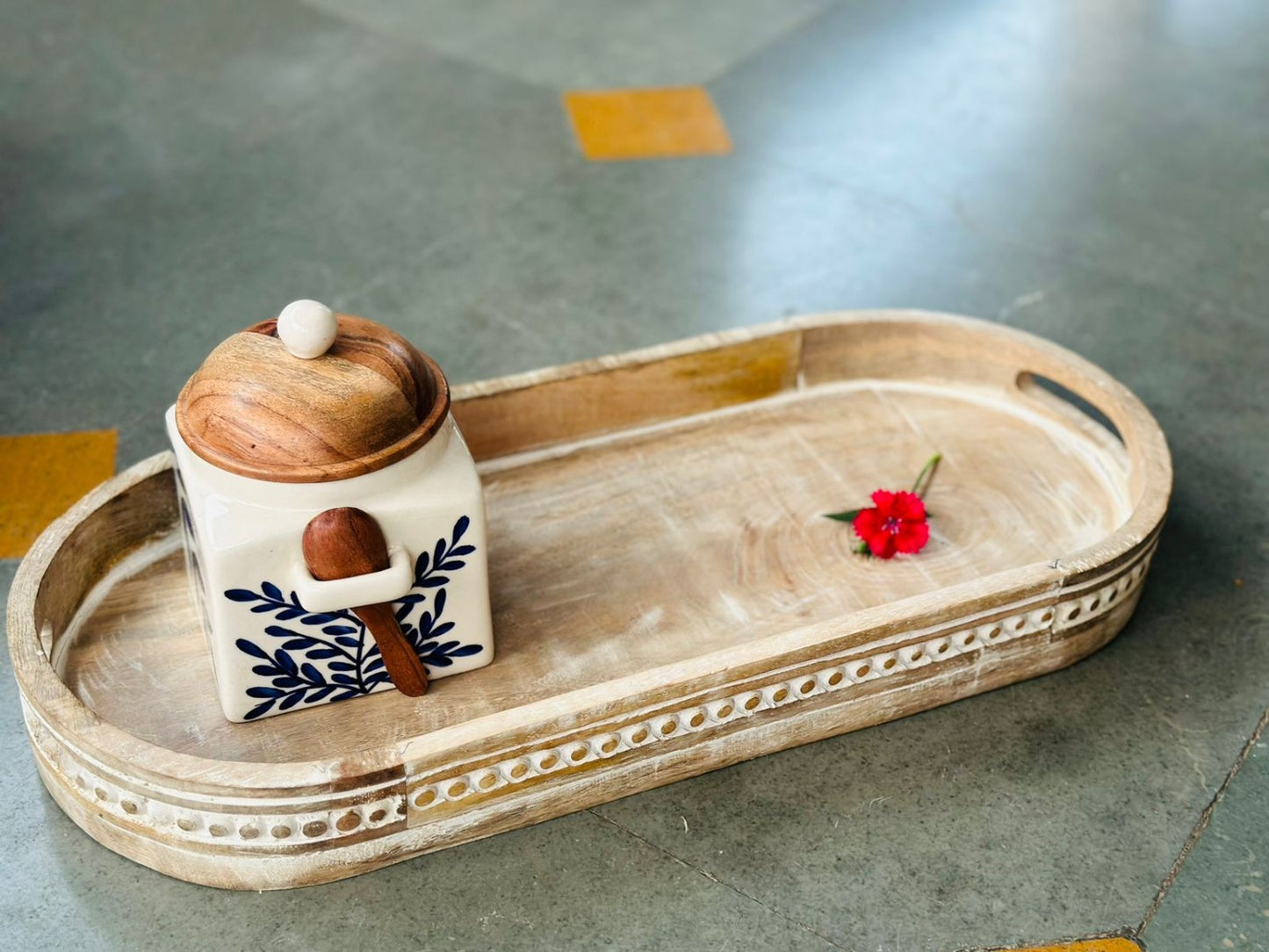 WOODEN OVAL TRAY