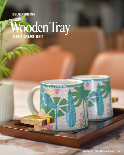 Wooden Tray And Mug Set