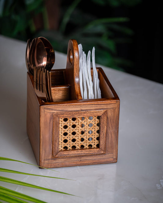 CANE WOODEN ELEGANCE CADDY