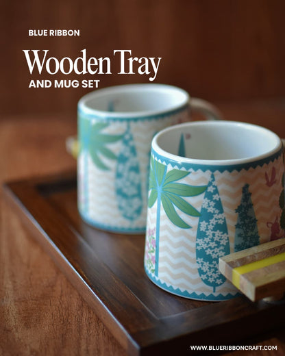 Wooden Tray And Mug Set