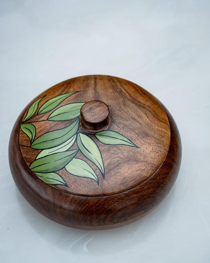 GREEN TOUCH HANDPAINTED WOODEN CASSEROLE